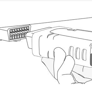 An illustration of a hand holding an OBD2 GPS Vehicle Tracker.